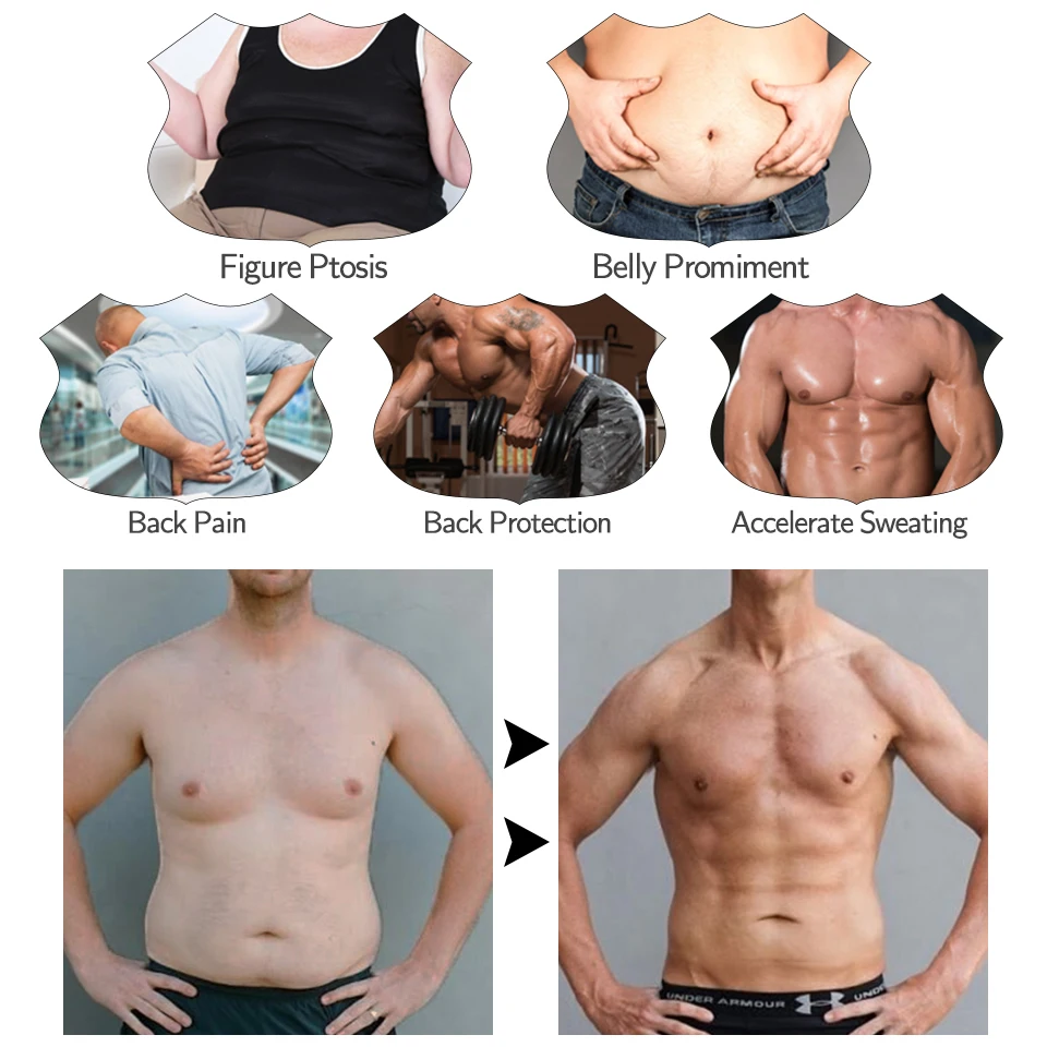 Mens Waist Trainer Corset Sweat Trimmer Belt Fitness Cincher for Weight Loss Slimming Body Shaper Workout Fajas Modeling Straps