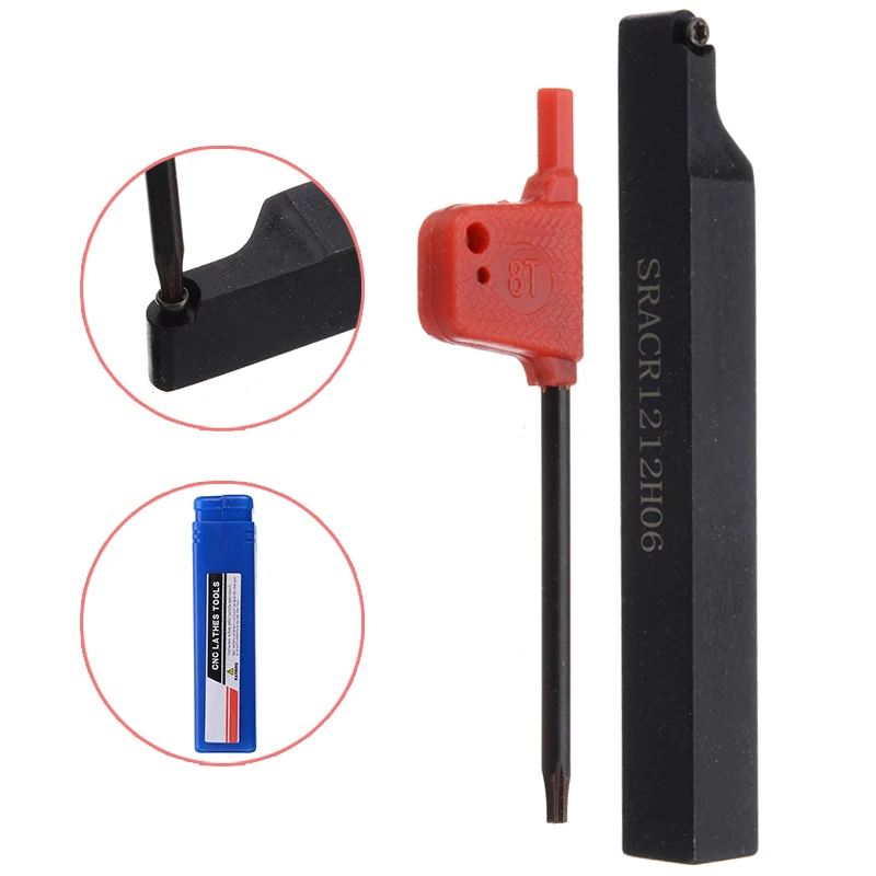 

1pc 12mm*100mm SRACR1212H06 Boring Bar CNC Lathe Indexable Turning Tool Holder+1pc T8 Wrench