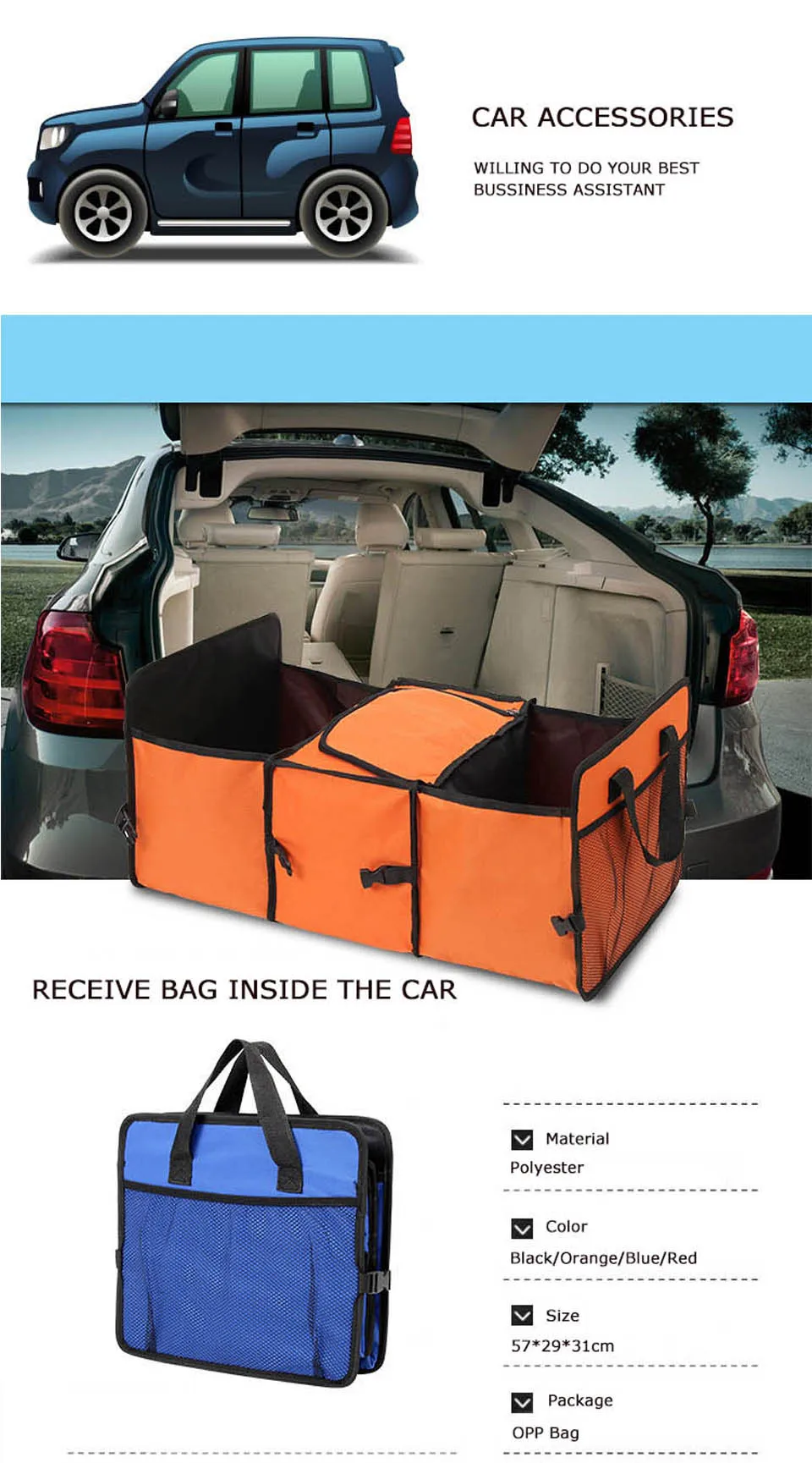 Красный/синий/черный/оранжевый Оксфордский тканевый автомобильный ящик для хранения багажник Органайзер Автомобильный задний сиденье для автомобиля грузовика или органайзер для внедорожника