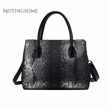 

Women Tote Bag Serpentine Bag High Quality Leather Snake Skin Pattern Large Shopper Bag Fashion Bags Ladies Luxury Bags 2019