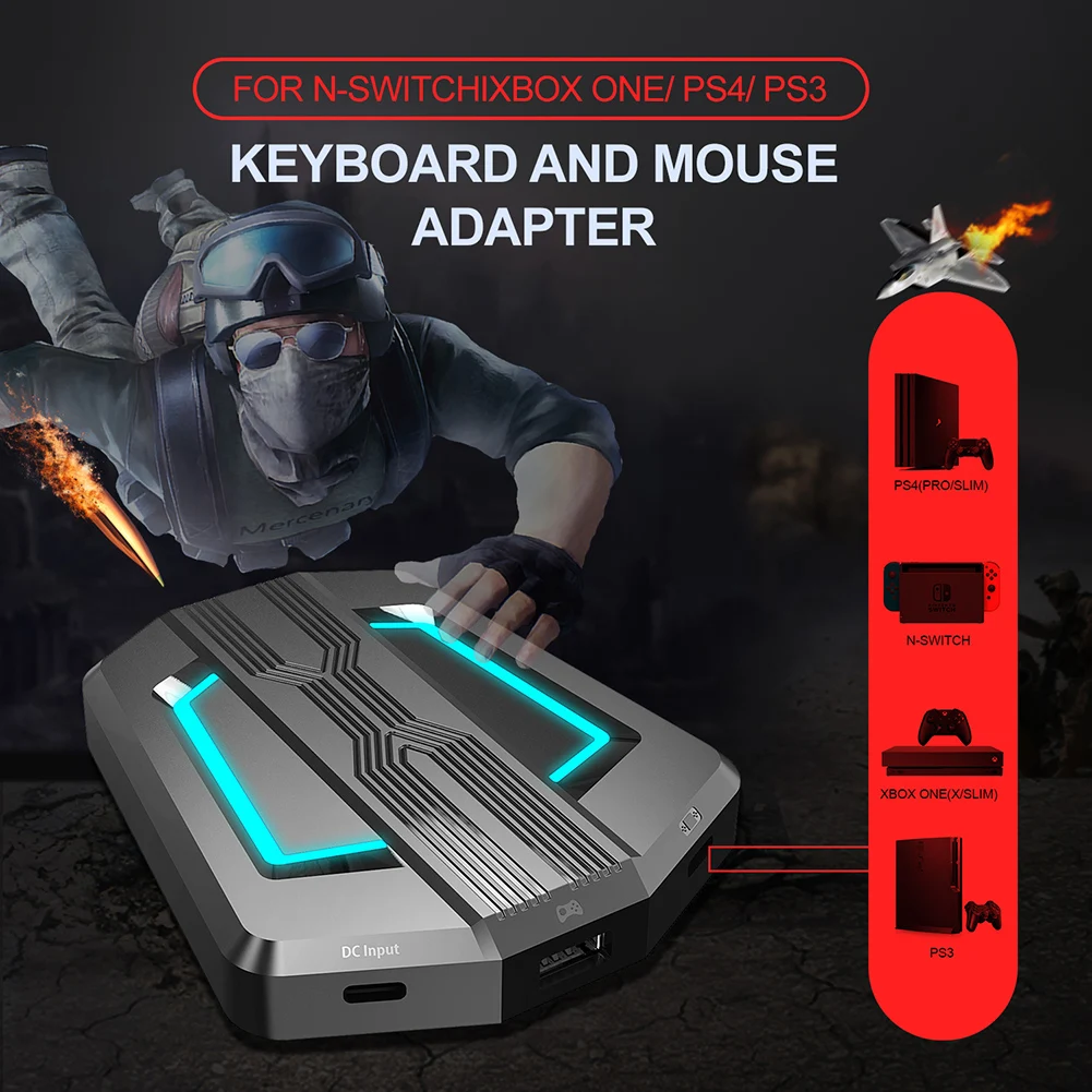 

For Switch Lite Game Console Keyboard Mouse Converter Adapter Transform Plug Play For PS4/XBox One/PS3/XBox360 Game Controller