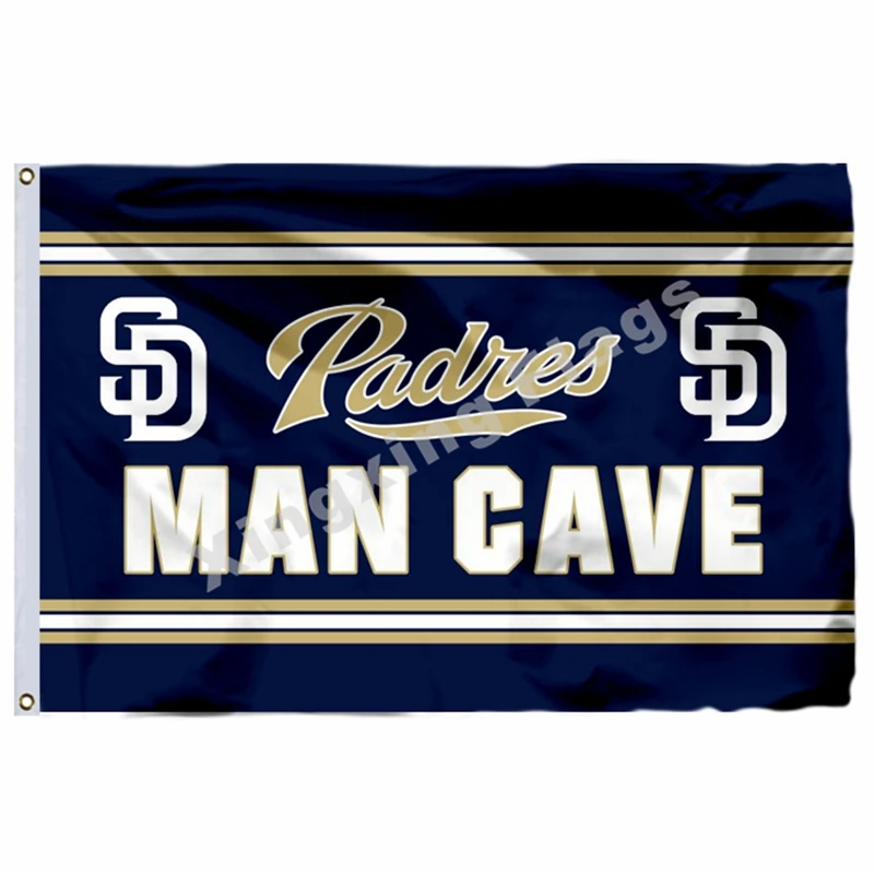 MAN CAVE San Diego Padres Wordmark Flag 3ft x 5ft Polyester San Diego Padres Banner Flying Size No.4 90X150cm Custom flag - Цвет: MAN CAVE