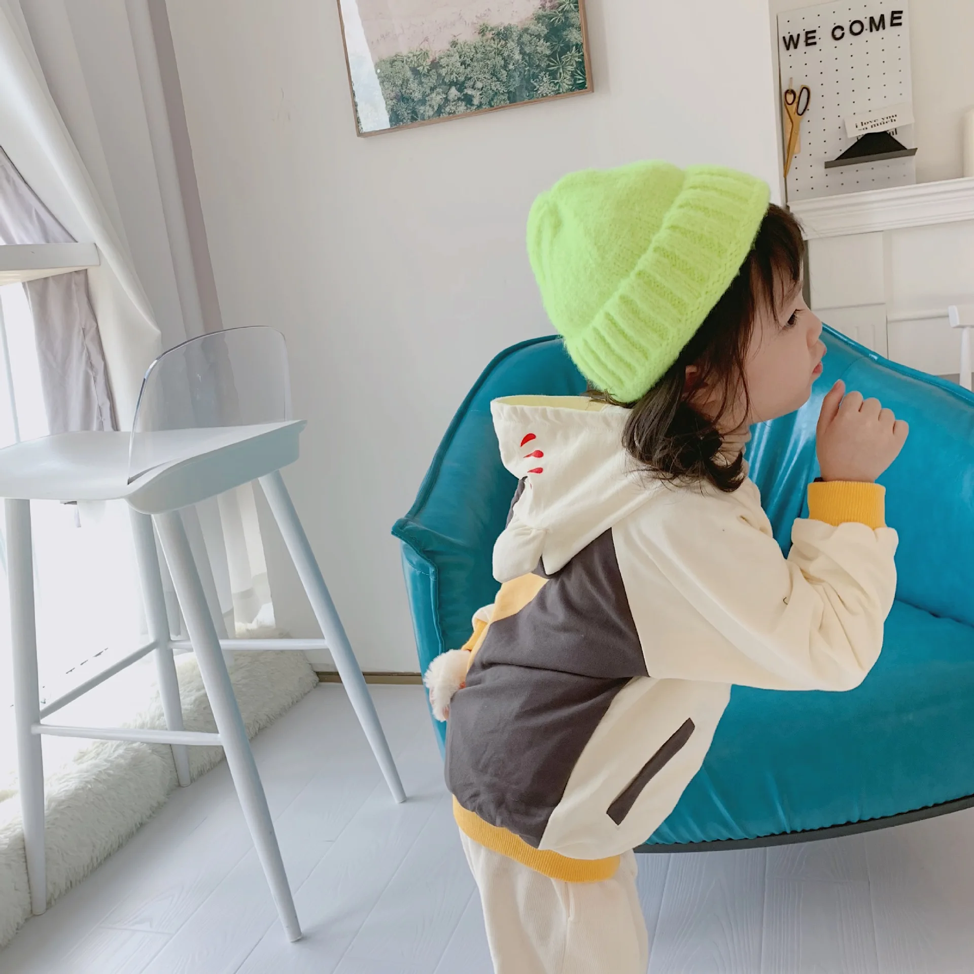 Tonytaobaby/новая осенне-зимняя детская одежда для маленьких детей, пальто с милым рисунком кота из бархата для мальчиков и девочек