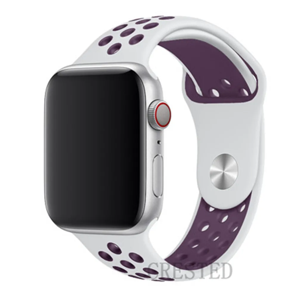 white light purple14 Спортивный ремешок для apple watch band 44 мм/40 мм apple watch 5 4 3 band iwatch band 5 42 мм/38 мм correa браслет ремень аксессуары для часов - Цвет ремешка: white light purple14