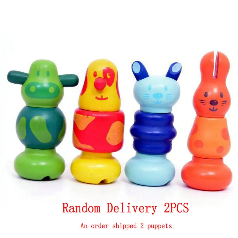 

wooden toy, nut bolt disassembling combined toy doll, children's educational toys, a rabbit dog cow cat four styles