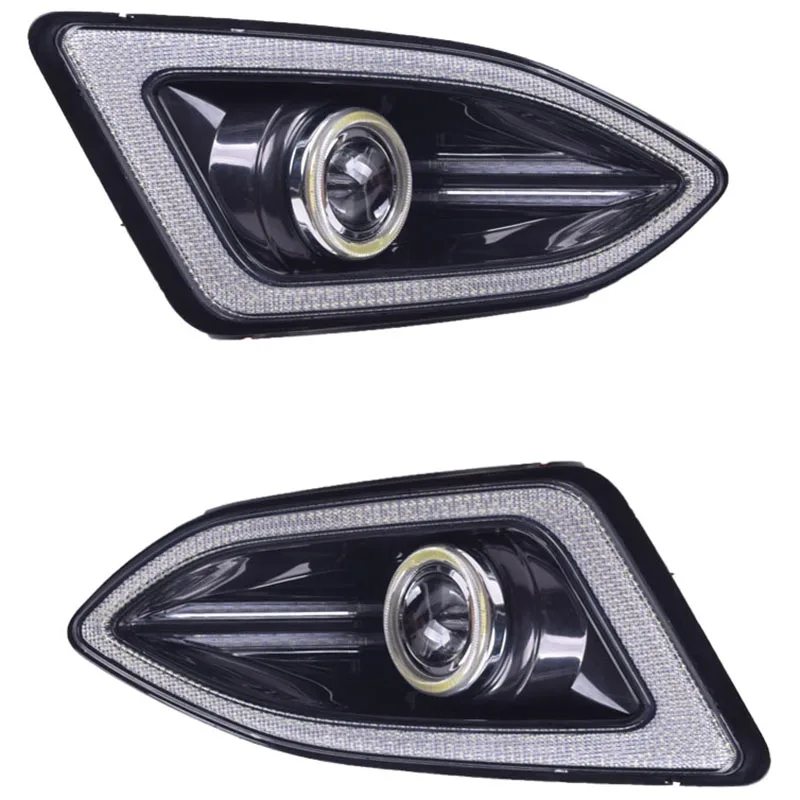 СВЕТОДИОДНЫЙ DRL дневные ходовые огни Противотуманные фары с COB Angel Eye 12V автомобильные ходовые огни для Ford Edge