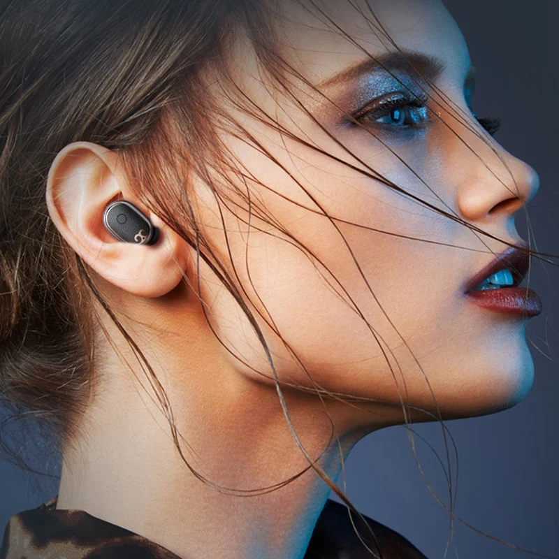 Wireless Headphones HD Stereo Noise Cancelling Gaming Headset TWS Fingerprint Contact Charging Box Bluetooth Earphones