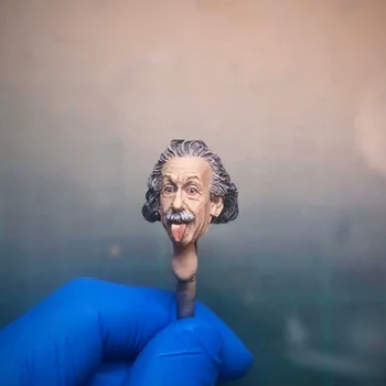 

1/12 Scale Albert Einstein Head Sculpt Male Soldier Inventor Head Carving for 6in Action Figure Toy