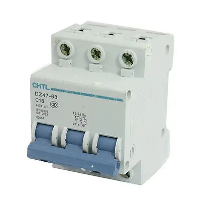 AC 240V 415V 6000A 3 полюс минивключатель DZ47-63 C16 w Вкл/Выкл переключатель
