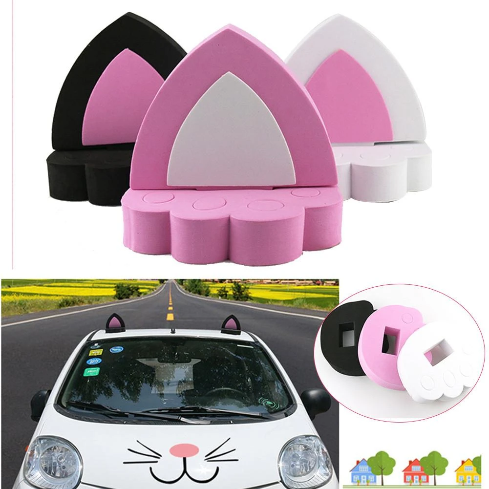 3D Cat Ear Car Stickers A Pair Cat Ear Decoration EVA Funny Toy For Car
