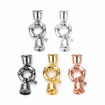 

5set/lot 13/17mm Round Leather Cord End Fastener Clasps for Bracelet Copper Buckle Clasps Connectors DIY Jewelry Findings Making