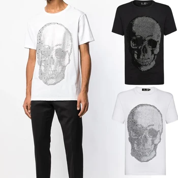 

PPFRIEND Men Rock Punk Big Crystal Skull Print Tshirts Harajuku Hip Hop Streetwear Tee Tops Fashion Casual Short Sleeve T Shirts