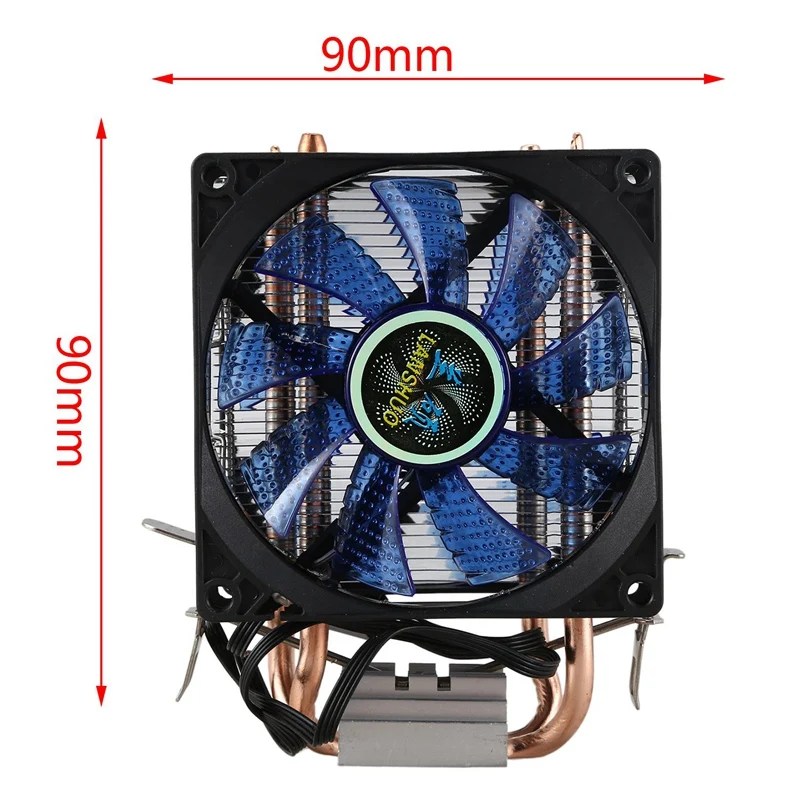 Lanshuo Pure Copper 2 Heat Pipe For 1366 1155 775 Intel/Amd Multi-Platform Cpu Radiator 4 Wire With Light Double Fans