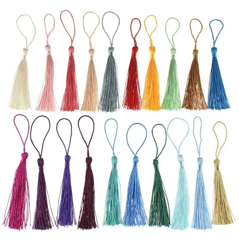 100Pcs 13cm Tassels Bookmark Tassels Silky Handmade Soft Craft Mini Tassels  with Loops for Bookmarks DIY