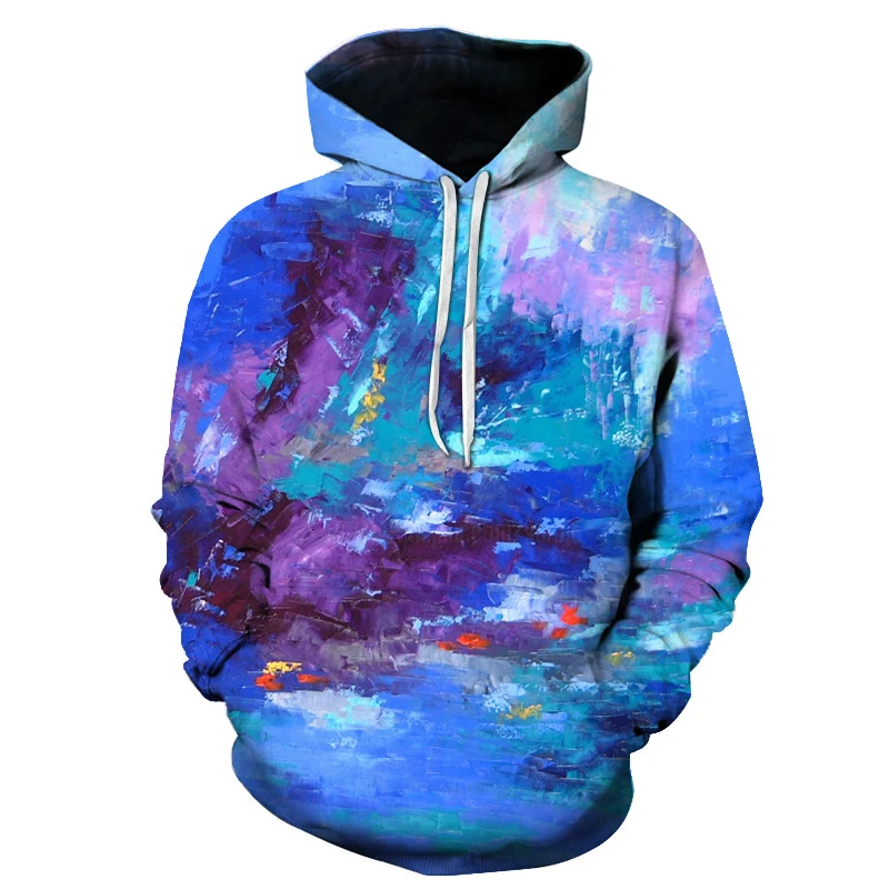 fashion tide brand youth hoodies color painting paint 3D digital printing pullover couple loose hooded baseball uniform 6XL