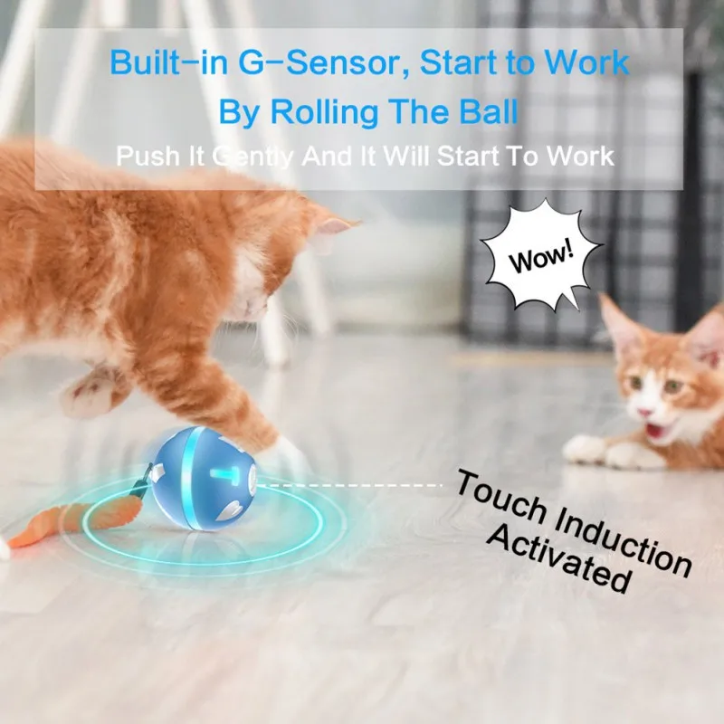 

Pet Electric Toys with 2 free Roll Smart Induction Driven Pet Toy Ball Active Jump Ball USB Charging LED Rolling Flash