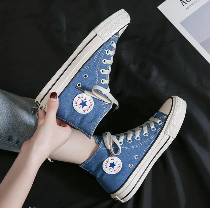 MENGSAI F332 Hight-top Classic Canvas Shoes Women's Summer New Style COUPLE'S Basic Men's Versatile Students Cloth Shoes
