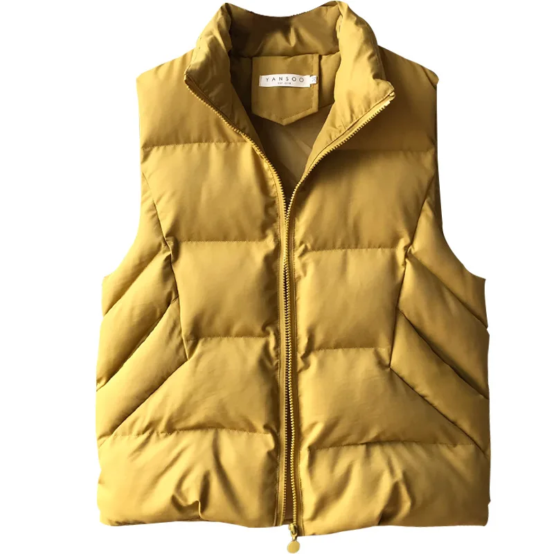 Хлопковый жилет с свободным вертикальным воротником без рукавов и плечевым ремнем для женщин зимой жилеты зимняя верхняя одежда