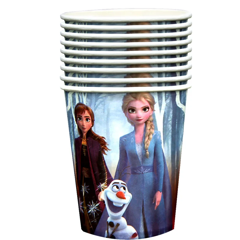 10Pcs Paper Cup Вечерние украшения в виде принцесс Эльзы из мультфильма «Холодное сердце», вечерние украшения, бумажные стаканчики, соломинки, подарок для детей на день рождения, украшения детский душ - Цвет: 10Pcs Paper Cup