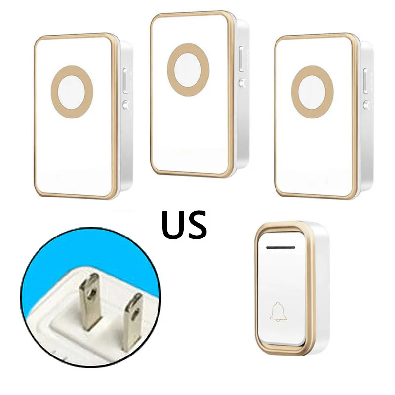 

Wireless Doorbell Waterproof Remote 3 Volume Levels 3 Receiver Hotel Home Door Ring Bell US EU UK Plug