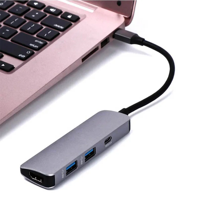 Многофункциональный 4 в 1 USB-C к HDMI 4K 2x USB 3,0 type-C концентратор PD адаптер для Macbook samsung s8/9 huawei mate 10