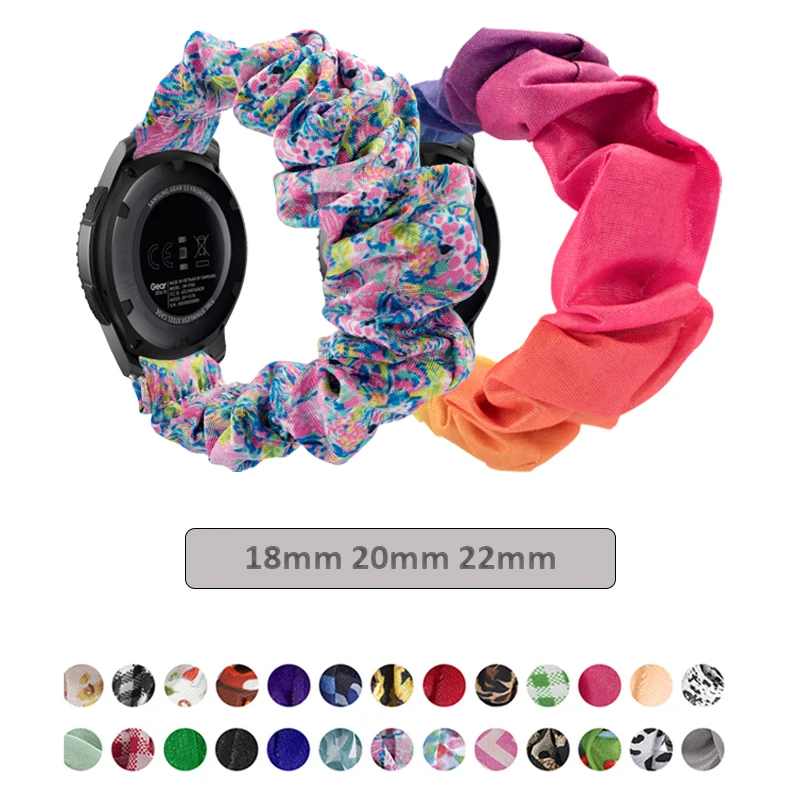 Scrunchies Elastic Watch band 20mm 22mm For samsung galaxy watch 3 41mm 45mm For huawei watch GT2 Pro bracelet For Amazfit Bip