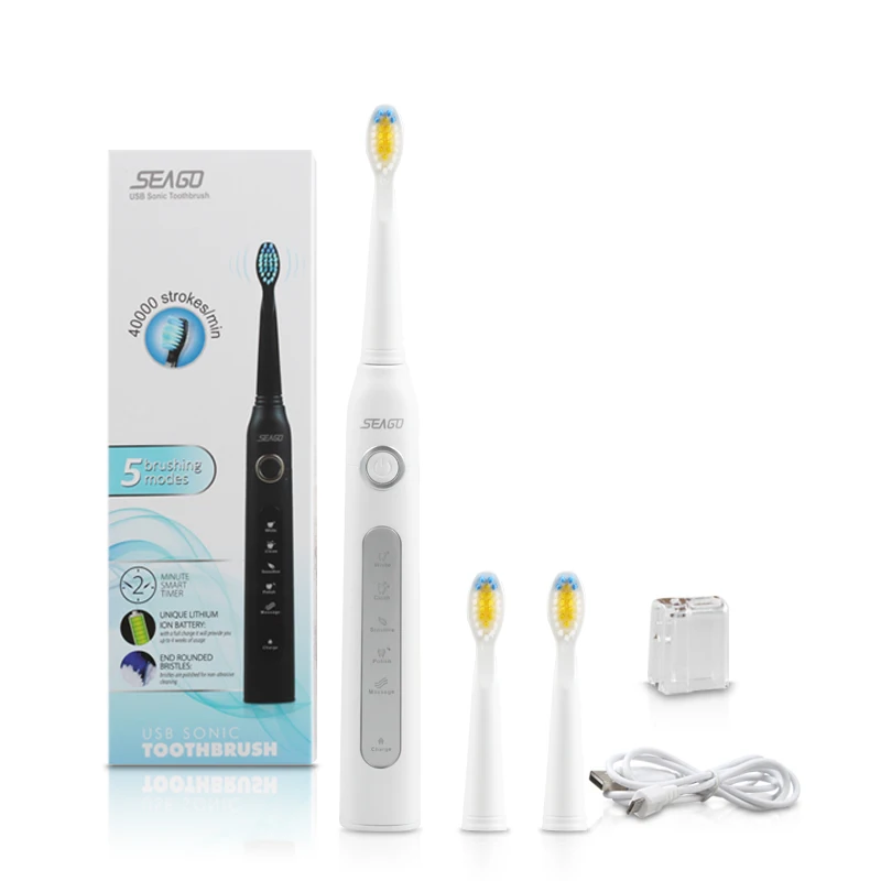 Seago Sonische Elektrische Tandenborstel SG-507 Volwassen Waterdichte IPX7 5 Modus Usb Opladen Oplaadbare Tand Borstels 6