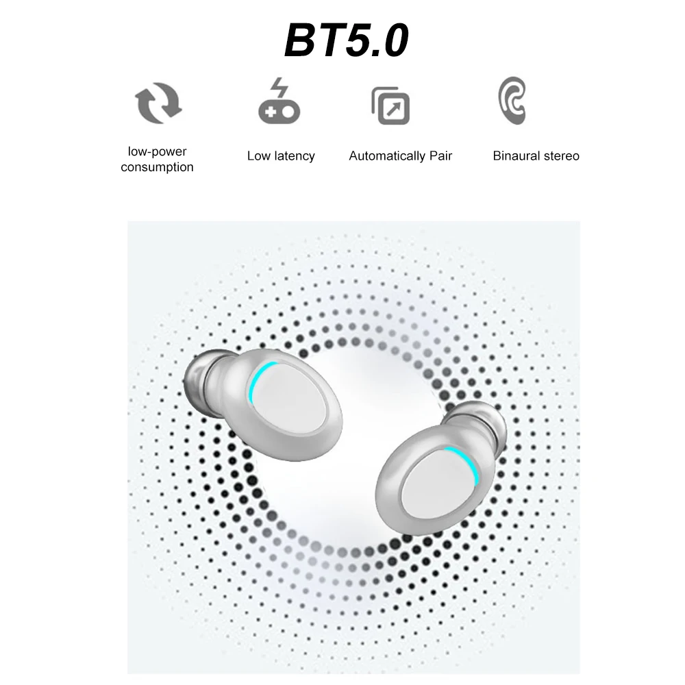 T3S TWS светодиодный дисплей Bluetooth наушники 9D стерео Беспроводная Bluetooth гарнитура шумоподавление наушники с 2200 мАч банк питания