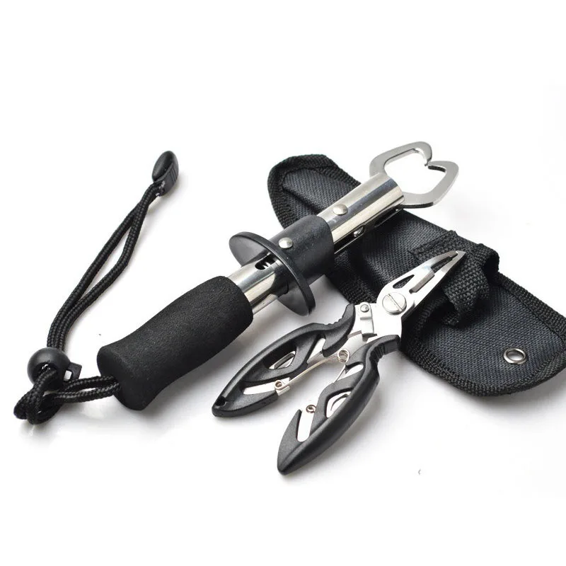

Fish Grip Stainless steel + Lure Pliers Multifunction With Retention Rope Outdoor Fishing Tools Set