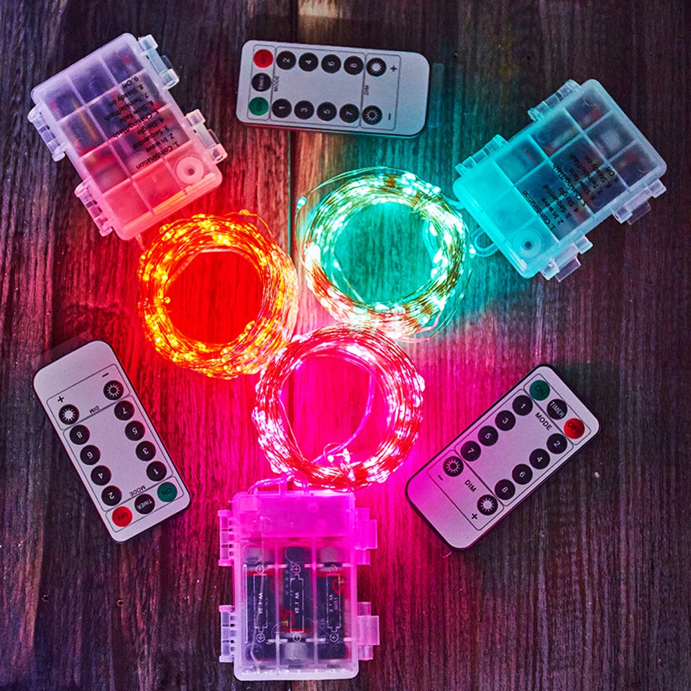 thumbnail image 4 of Lámpara de alambre de cobre LED de 4,5 V CC, control remoto, 8 modos de parpadeo, caja de batería, cadena de luces de alambre de cobre, luces de decoración navideña, 4 of 5