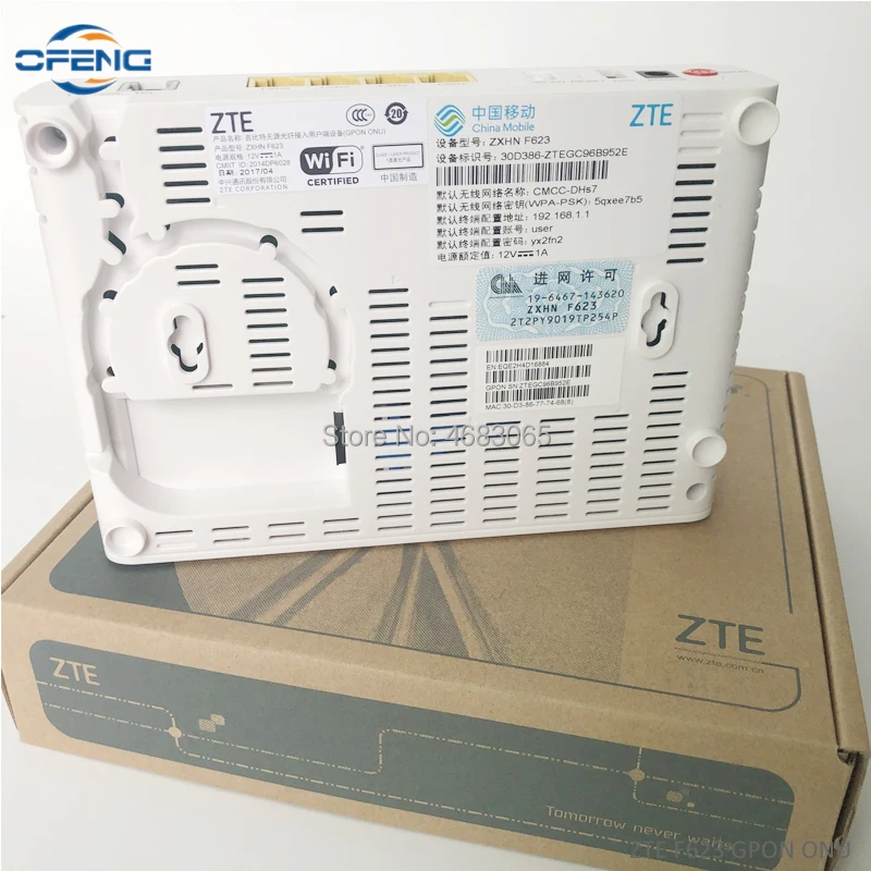 Оригинальный Новый волоконно оптический ZTE F623 6 0 FTTH GPON ONU ONT маршрутизатор с 1GE + 3FE