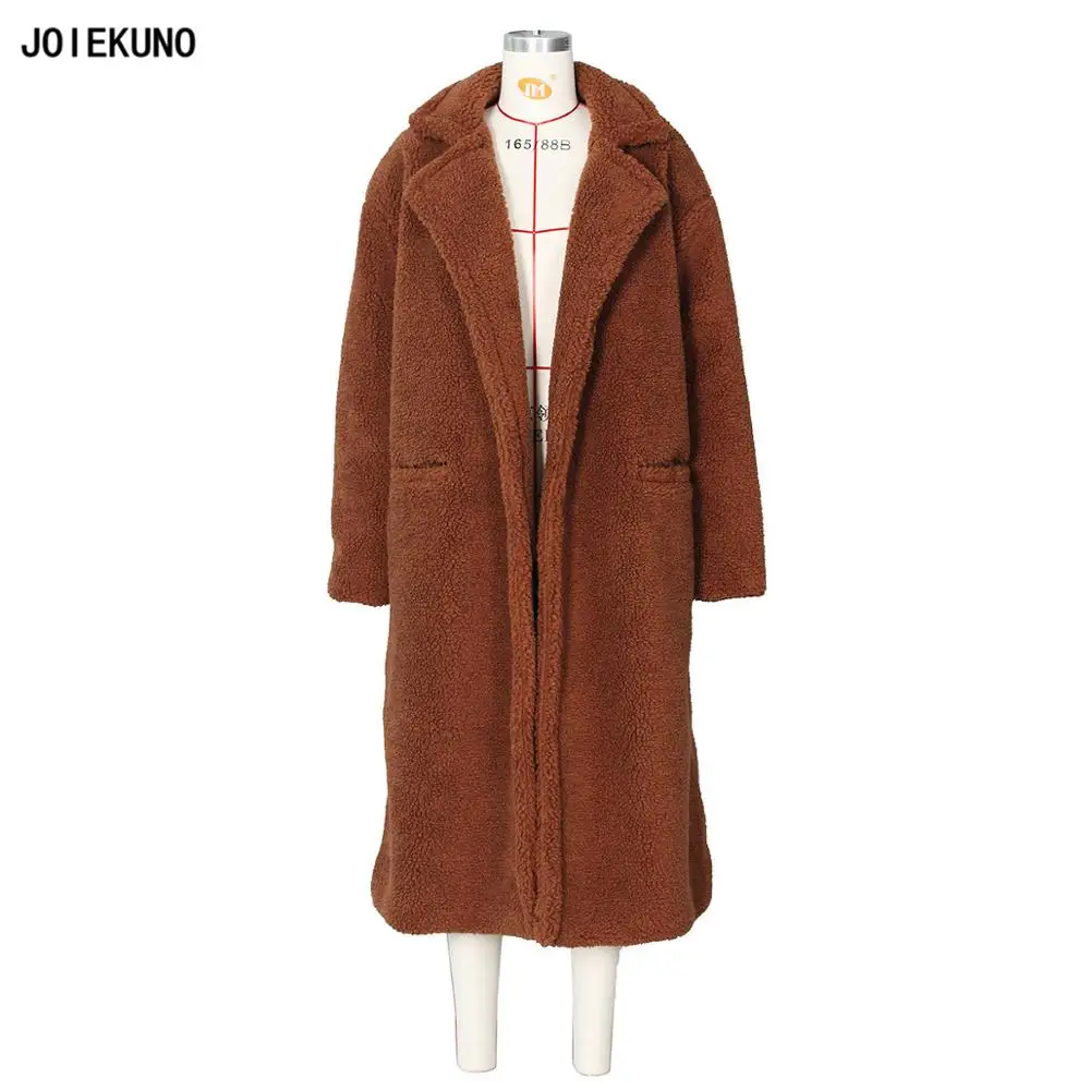 Joiekuno ZS0236 однотонные модные зимние утолщенные Топы для женщин с отложным воротником шерстяные повседневные уличные Клубные сексуальные топы - Цвет: Коричневый