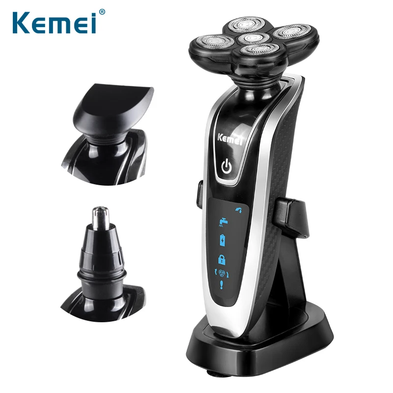 

Kemei 3 in1 Multifunction Electric Shaver Washable Rechargeable 5 Blade Men Face Care 5D Floating Electric Shaving Razors