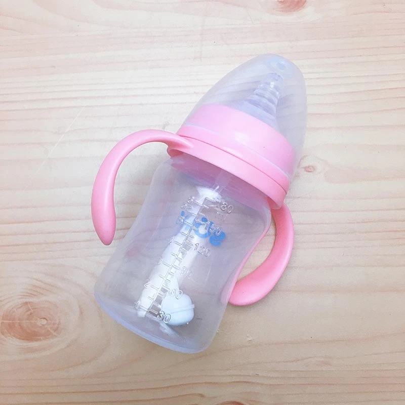 Противоскользящая BPA бутылочка для новорожденных грудного вскармливания молочный фруктовый сок Вода Кормление широкий рот соска напиток PP бутылки - Цвет: 180ML Pink