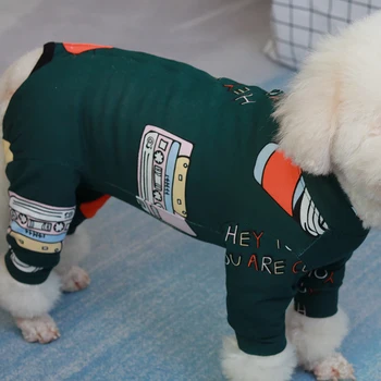 

Pet Dog Jumpsuit Thin Printed Overalls 100%Cotton Puppy Clothes Protect Belly Pajamas For Small Dogs Chihuahua Poodle Sweatshirt