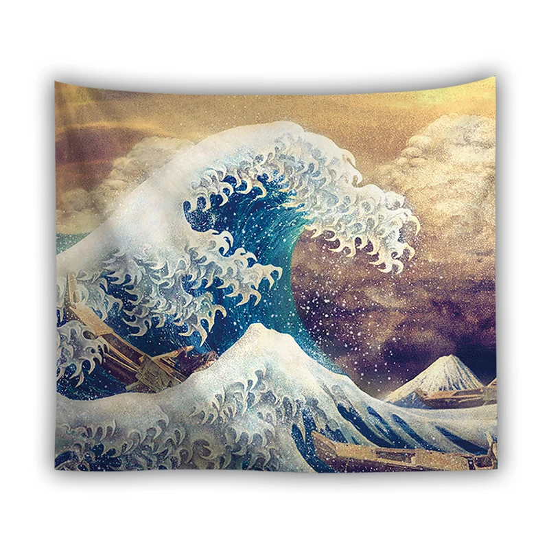 Psychedelic tapestryJapan Kanagawa Waves Настенное подвесное украшение гобелен настенный ковер бохо - Цвет: 3