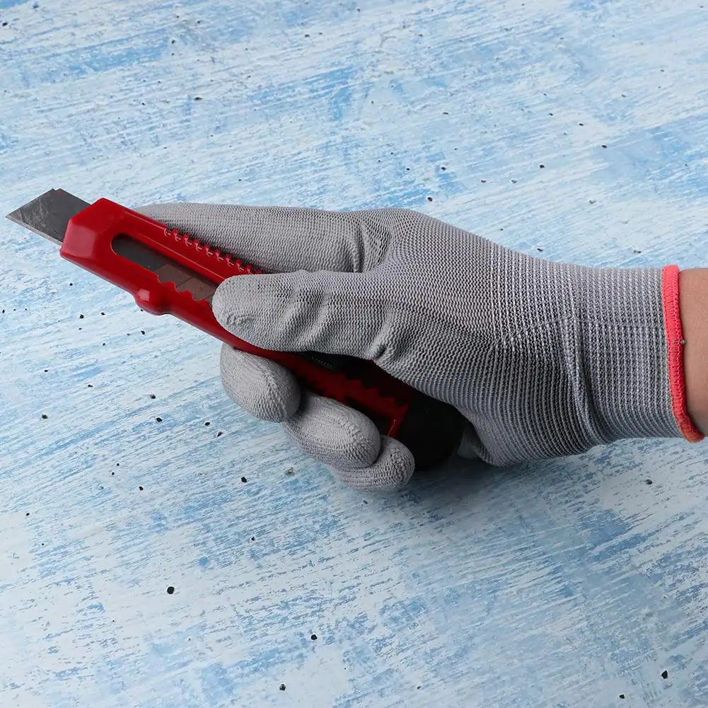 1 Pair PU Kitchen Gardening Hand Protective Gloves Worker Butcher Meat Chopping Working Gloves Grey Mittens gloves 6