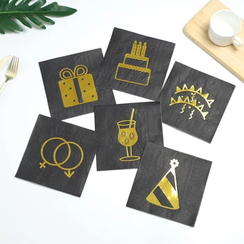 

48pcs 33*33cm High Quality Black Cartoon Print Paper Napkins Birthday Wedding Engagement Anniversary Baby Shower Party Supplies