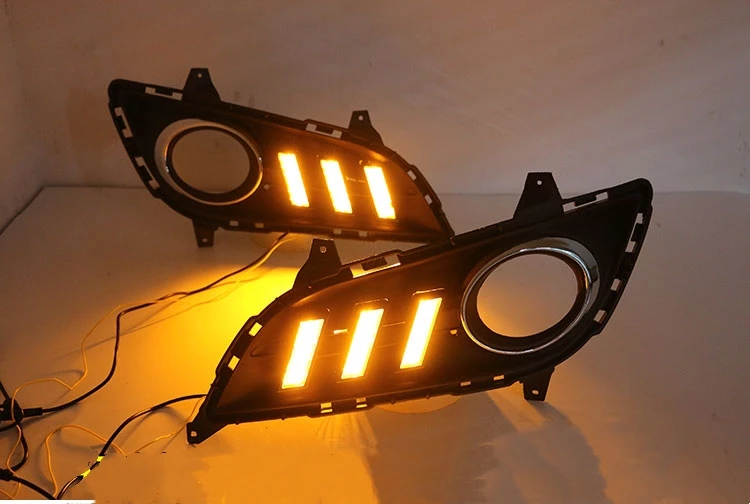 EOsuns led drl дневные ходовые огни для hyundai Elantra 2012- с динамическим движущимся желтым поворотным сигналом и синим ночным светом