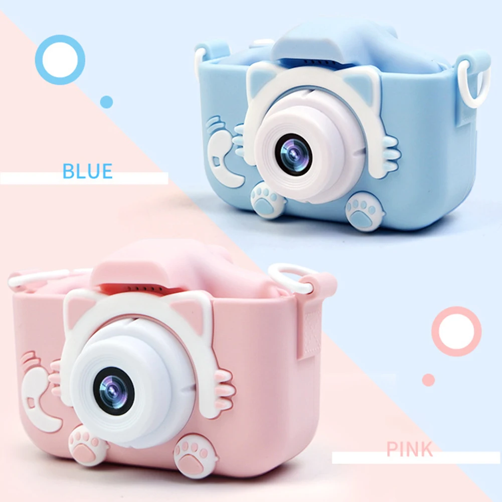 Игрушка с рисунком Минни; 2 дюймов HD Экран Пластик Двойной объектив цифровой камеры с Защитный чехол подарок на день рождения для детей Камера фон для фотосъемки