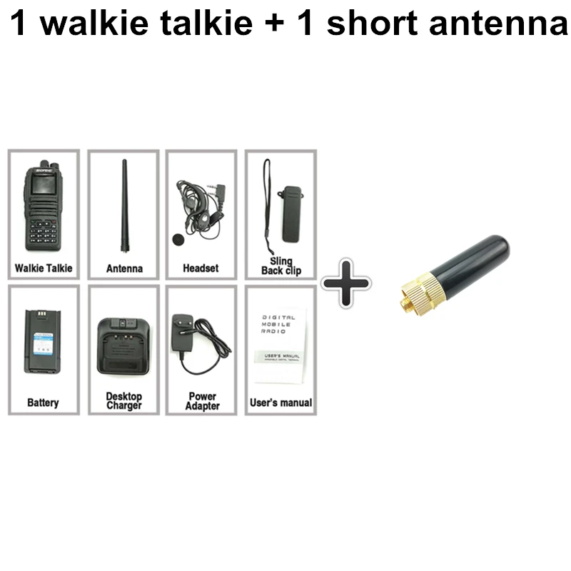 Add a short antenna Baofeng DM-1701 цифровой аналоговый иди и болтай Walkie Talkie “иди и Dual Band Dual Time slot DMR радиостанции двухстороннее радиолюбителей трансивер 10 км - Цвет: Add a short antenna