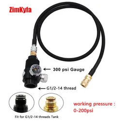 Airsoft Regulator with 100cm Low Pressure SLP FLEX Remote Hose Line to Paintball HPA CO2 Tank Regulating Range 0~200 PSI