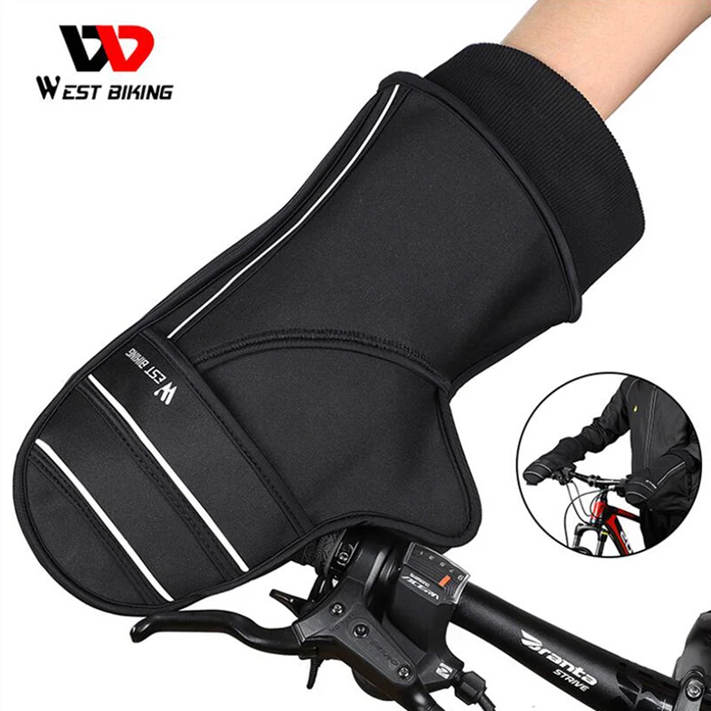 

WEST BIKING Winter Warm Bike Handlebar Gloves Windproof MTB Bike Outdoor Riding Gloves Electric Bike Motorcycle Cycling Gloves