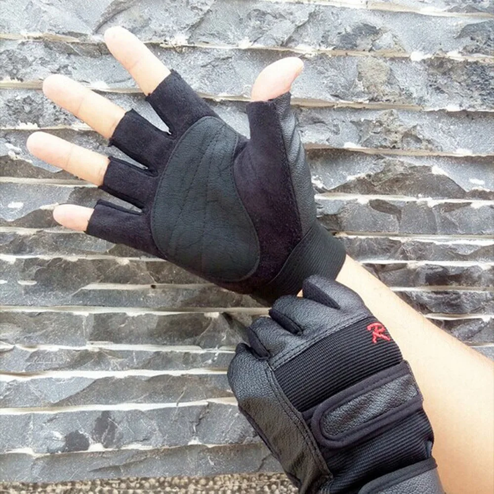 Men Gym Motorcycle Accessories Training Sport Fitness Sports Half Finger Leather Gloves Super Abrasion Palm Material Good YH