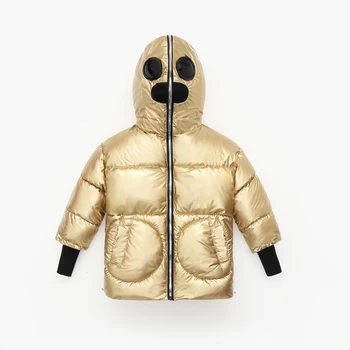 

Winter Unisex Boys Girls Shiny Golden Down Jackets Fashion White Duck Winter Jacket