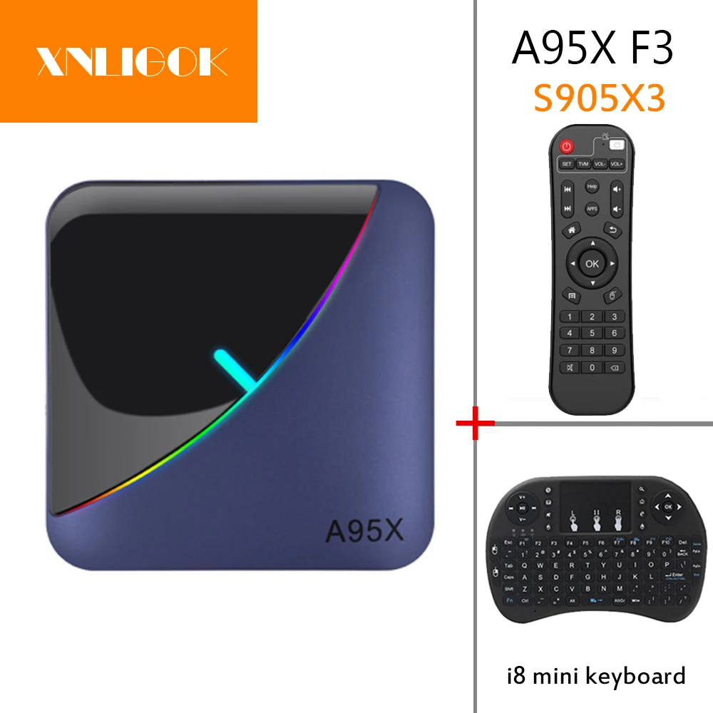

RGB Light A95X F3 Smart TV Box Android 9.0 Amlogic S905X3 4GB RAM 64GB ROM OTA 4K Media Player 2G 16/32G 5G Wifi Youtube Netflix
