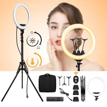 

18'' LED SMD Ring Light With Tripod Stand & Controller & Bag Dimmable 3200K-6500K Selfie Light Ring Lamp For Camera Makeup Phone