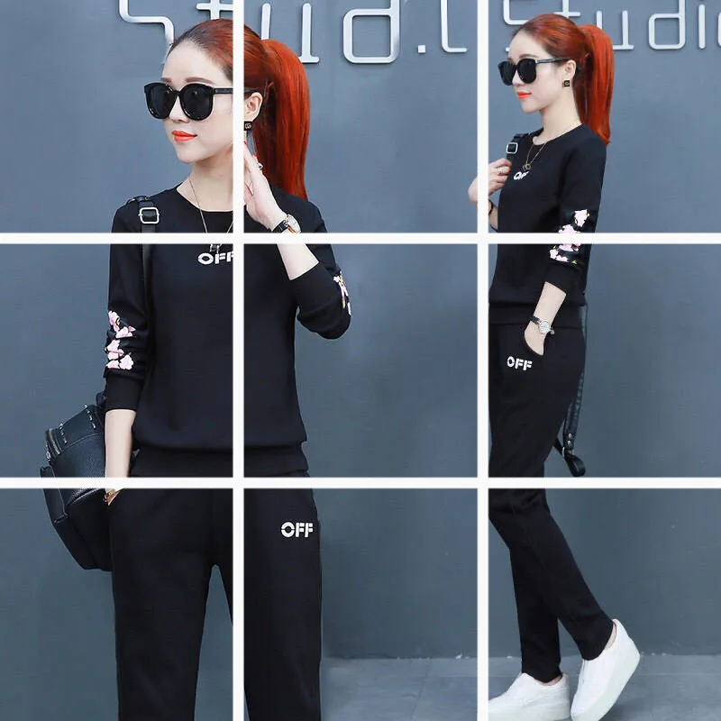 

Sports Clothing WOMEN'S Suit 2019 Spring Autumn Winter New Style Students Korean-style Loose Fashion Casual Large Size Two-Piece