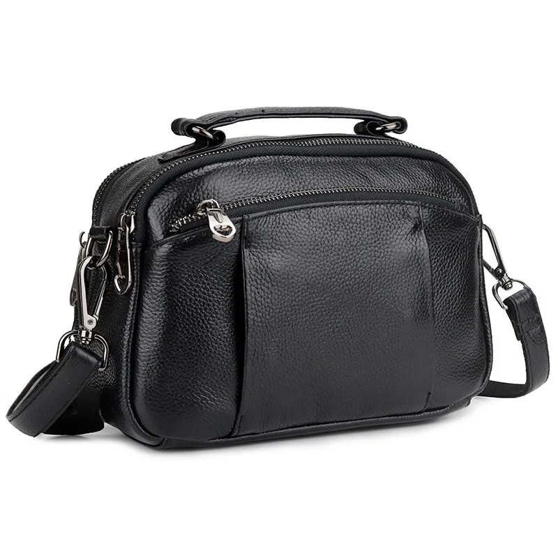 

High Quality Fashion Genuine Leather Ladies Handbag New Large-capacity Shoulder Bag OL Commuter Zipper Cow Leather Crossbody Bag
