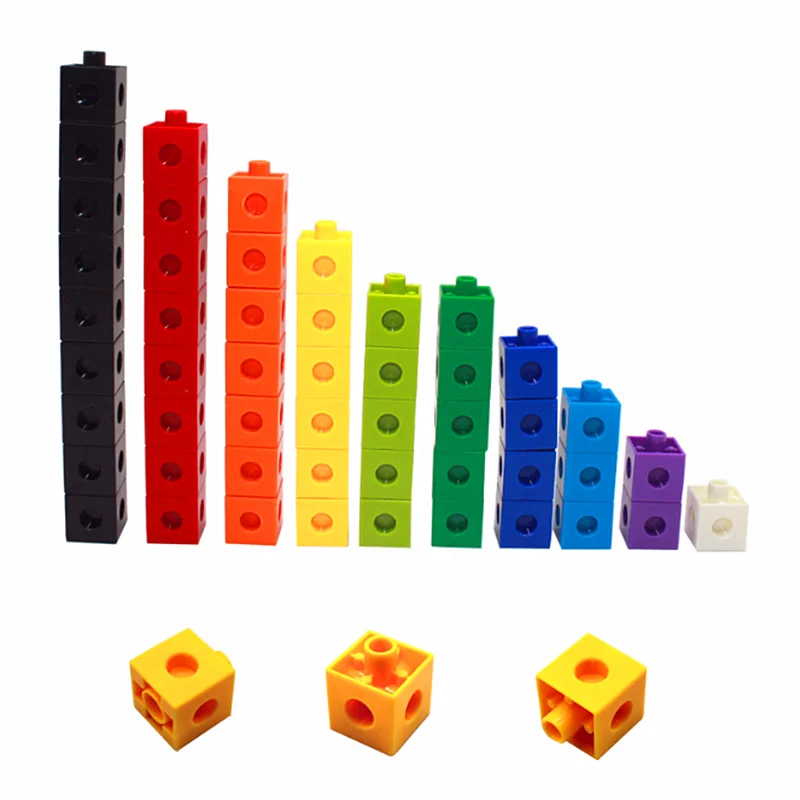 100pcs 10colors Multilink Linking Counting Cubes Snap Blocks Teaching Math Aids Manipulative Kids Early Education DIY Toy